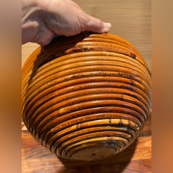 Vintage Mid Century Modern Bamboo Pencil Reed Bowl in style of Gabriella Crespi - Picture 6 of 12